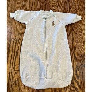 Vintage CARTERS Baby Blue Fleece Sleep Sack Bag Teddy Bear One Size To 21 LBS